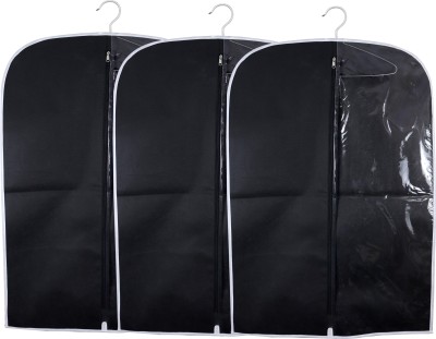AMIRA INDUSTRIES Non Woven One Side Transparent Coat/suit/Blazer Cover Pack of 3(Black)