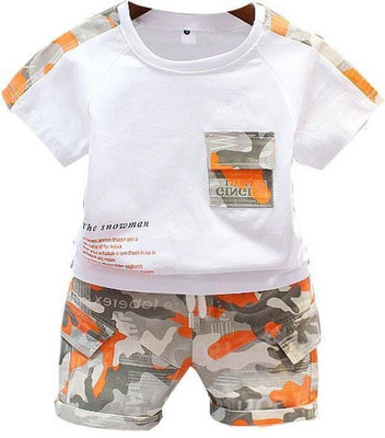 Googogaaga Baby Boys Casual T-shirt Shorts(White)