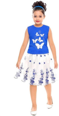 SANWARIA CLUB Girls Casual Top Skirt(Blue)