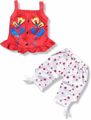 SM Mahira Girls Casual Top Legging(Red)