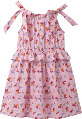 Cub McPaws Girls Midi/Knee Length Casual Dress(Pink, Sleeveless)