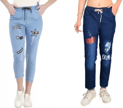 Dewdesign Jogger Fit Girls Blue Jeans(Pack of 2)