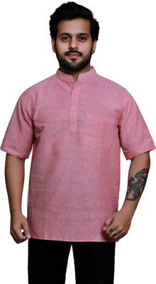 RAI's Men Solid Straight Kurta(Pink)