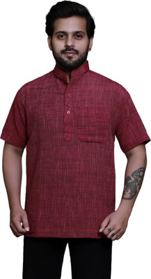 RAI's Men Self Design Straight Kurta(Red)