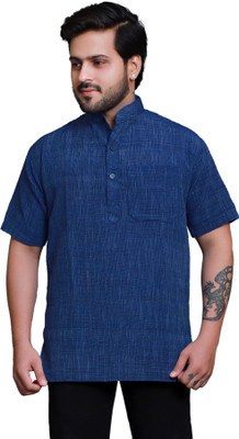 RAI's Men Self Design Straight Kurta(Blue)