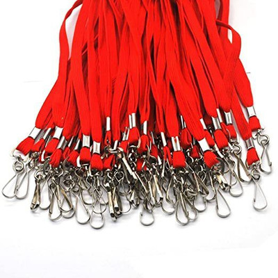 C J Choice Tubeless Flat Lanyard ID Badge Lanyards with Swivel J-Hook 50 pack Lanyard(Red)