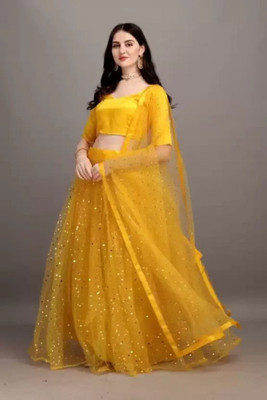 k fashion point Embellished, Self Design Semi Stitched Lehenga Choli(Yellow)
