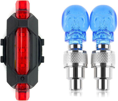 DSTECHBAR Combo Of Bicycle Back Tail Light and Tyre Valve Light LED Rear Break Light(Multicolor)
