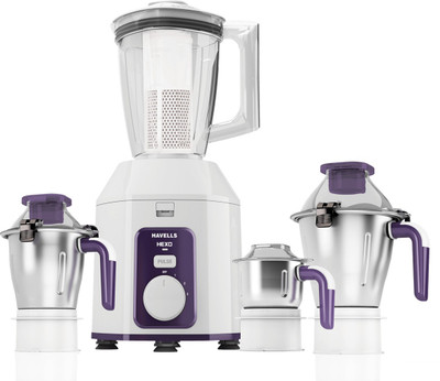 HAVELLS HEXO 4 JAR 1000 WATT 1000 Mixer Grinder (4 Jars, White, Blue)