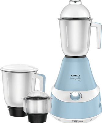 HAVELLS ENERGIA 3JAR 750 Mixer Grinder (3 Jars, White, Blue)
