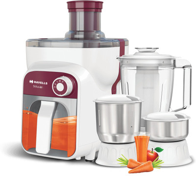 HAVELLS STILUS XL 4JAR 500 Juicer Mixer Grinder (4 Jars, Burgundy, White)