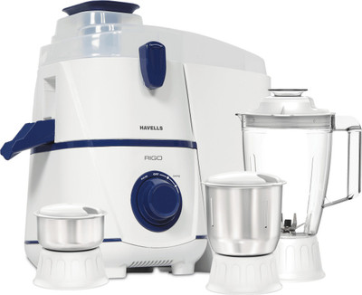 HAVELLS RIGO 3JAR 2YEAR COMPLETE 5YEAR MOTOR WARRANTY 500 Juicer Mixer Grinder (3 Jars, White)