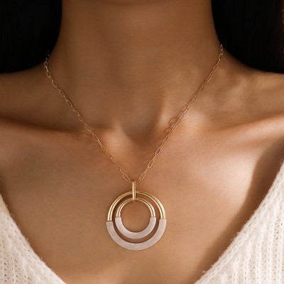 Sorellaz Womens Golden & Silver Half Circle Necklace Metal Chain