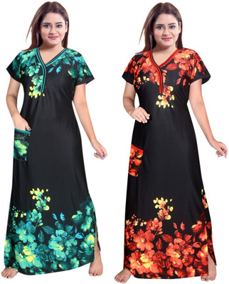 PURSA Women Nighty Set(Multicolor)