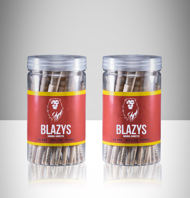 original gangster BLAZYS PARTY PACK OF 100 CONES - JAR SERIES STRAIGHTLINED KING SIZE SLIM 14 gsm Paper Roll(Set of 2, Brown)