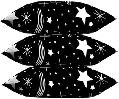 PALVIT Microfibre Abstract Sleeping Pillow Pack of 3(Black)