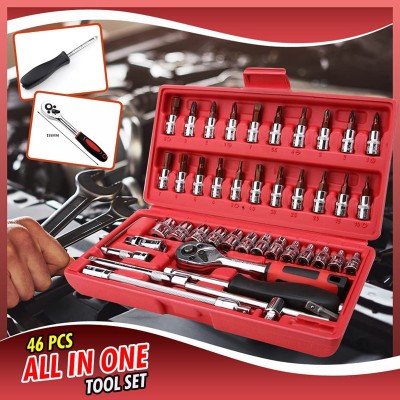 Chibro 46 in 1 Pcs Tool Kit & Screwdriver and Socket Set Multi Purpose Tool Case Hand Tool Kit(46 Tools)