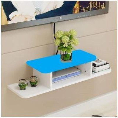 woodinzo Setup Box Stand / Book Shelf Home Wall Shelf MDF (Medium Density Fiber) Wall Shelf(Number of Shelves - 2, Blue, White)