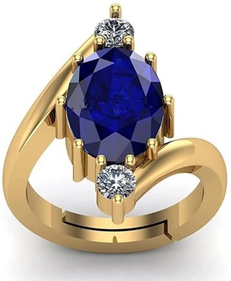 PARTH GEMS 7.25 Carat Natural Certified Blue Sapphire Gemstone Ring (Nilam/Neelam Stone Ring) AAA Quality Gemstone For Mens&Womens Metal Sapphire Gold Plated Ring