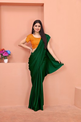 Parmila Fashion Checkered Bollywood Lycra Blend Saree(Dark Green)