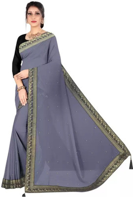 Juhi Collection Embellished Bollywood Art Silk Saree(Grey)