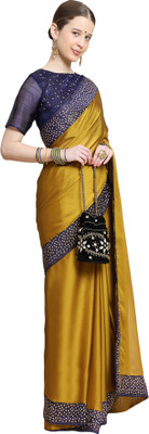 pUNYATHA CREATION Solid/Plain Bollywood Pure Silk Saree(Mustard)