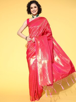 Ratnavati Printed Bollywood Silk Blend Saree(Pink)