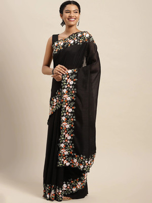 Pandadi Saree Embroidered Bollywood Georgette Saree(Black)