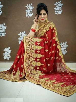 REBE Industries Embroidered Bollywood Georgette Saree(Maroon)