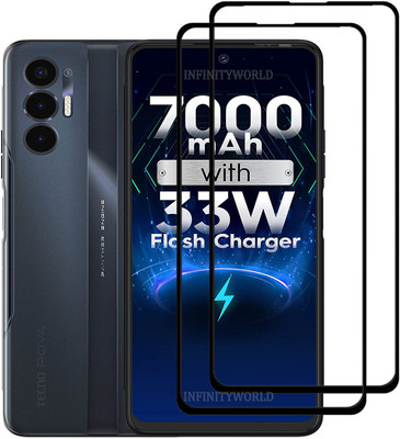 INFINITYWORLD Edge To Edge Tempered Glass for Tecno Pova 3(Pack of 2)