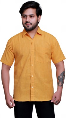 RAI's Men Self Design Casual Yellow Shirt