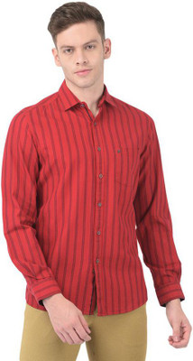 TURTLE Men Striped Formal Red Shirt