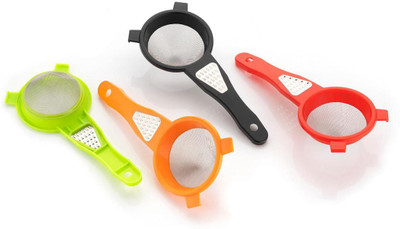 FEEDNIX NEW LOUNCH 2 IN 1 TEA STRAINER WITH GRATER ( PACK OF 4 , MULTICOLOR) Tea Strainer(Pack of 4)