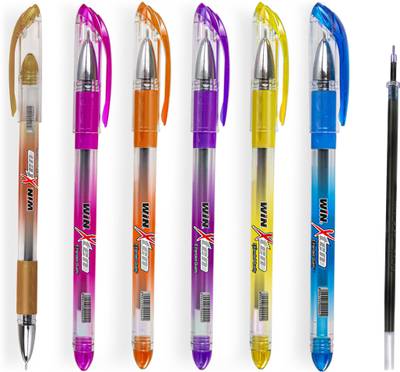 Win X-Ten Ball Pens | 30 Pens Blue Ink + 5 Free Refills | Elasto Grip | Budget Stick Ball Pen