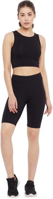 ATTIRE OUTFIT Solid Women Black Gym Shorts