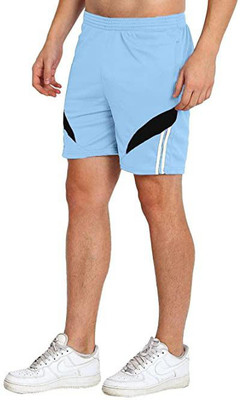 OORA Color Block Men Light Blue Sports Shorts