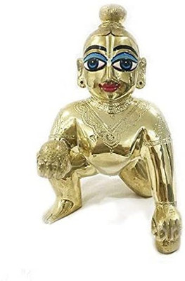 vrindavan shopi Brass Attractive Laddu Gopal Bal Gopal Kanha Ji 100gm Decorative Showpiece  -  5 cm(Brass, Gold)