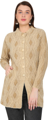 chatanya Self Design Round Neck Casual Women Beige Sweater