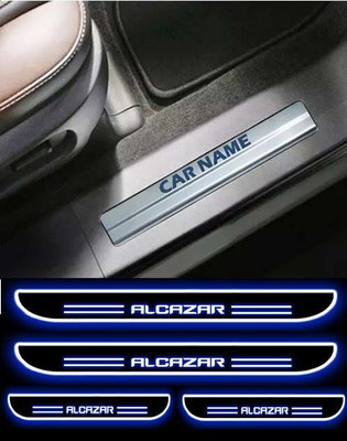 DIAMOND SAJAWAT CAR Door Foot Step Blue Light Silevr For Alcazar t (Set of 4 Pcs) Door Sill Plate