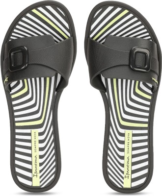 Ipanema Women Flip Flops(Black, White, Yellow , 7)