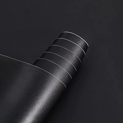 Pia Creations 304.8 cm Simple Black Matte Easily Removable Waterproof Wallpaper (304.8 x 45.72 cm) Self Adhesive Sticker(Pack of 1)