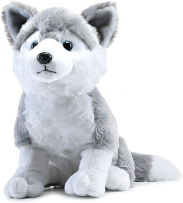 Webby Big Size Plush Husky Dog Stuffed Animal Soft Toy, Gifts for Kids and Adult - 40 cm(Grey)