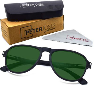 PETER JONES Aviator Sunglasses(For Men & Women, Green)