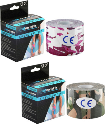 MuscleFix Elastic Kinesiology Therapeutic Cotton Sports Tape | Green & Blue Camo, Kinesiology Tape