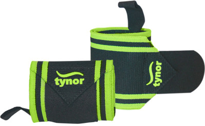 TYNOR Wrist Wrap With Thumb Loop, Black & Green, Universal, Pack of 2 Wrist Support