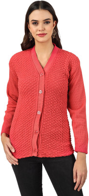 Blushh Collection Solid V Neck Casual Women Orange Sweater