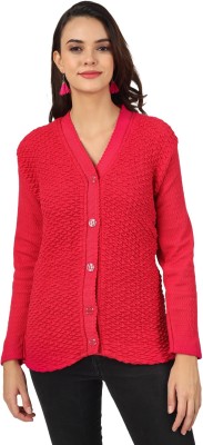 Blushh Collection Solid V Neck Casual Women Pink Sweater