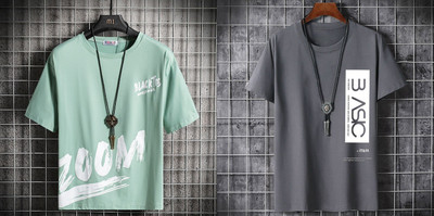 Axxitude Printed Men Round Neck Light Green T-Shirt