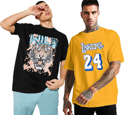 Leotude Printed Men Round Neck Multicolor T-Shirt