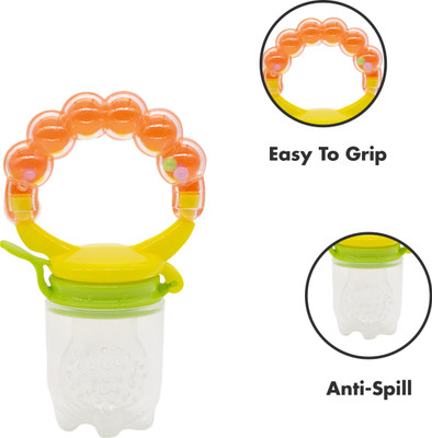 Minifellas FRUIT SILICONE rattle NIBBLER Teether and Feeder(Orange)